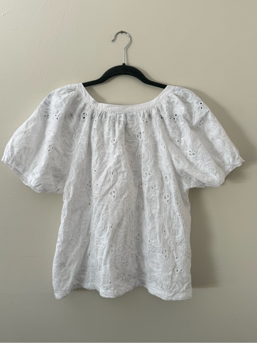 Calypso St. Barth White Eyelet Embroidered Cotton Blouse Size M Beachy Coastal - Picture 5 of 10